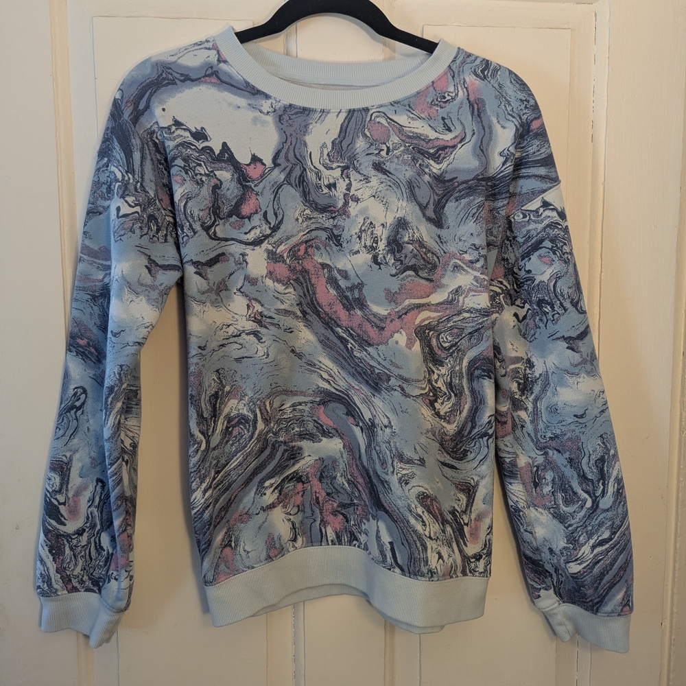 SO Kids Marble-Print Sweatshirt in Light Blue, Pink, Black